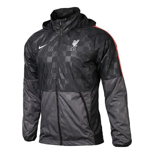 Nike Liverpool F.C. AWF Soccer/Football Zipper Sports Plaid Hooded Jac