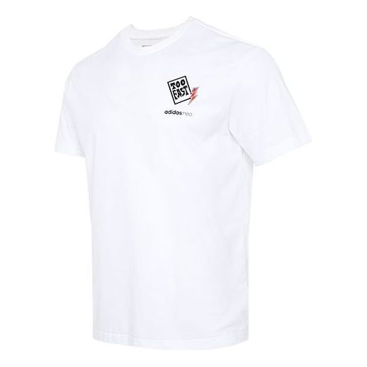 adidas neo Logo Printing Sports Short Sleeve White GP4810
