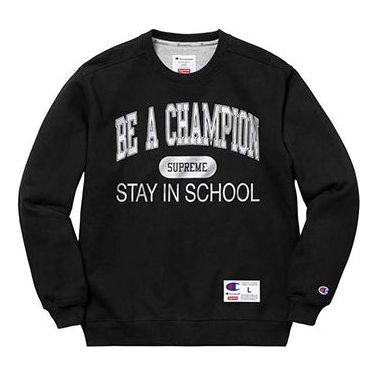 Supreme SS18 Champion Stay In School Crewneck Black SUP-SS18-783