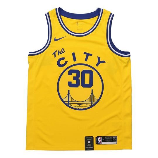Nike NBA Golden State Warriors Nike Hardwood Classics Curry Swingman Home Jersey Yellow BQ8109-729