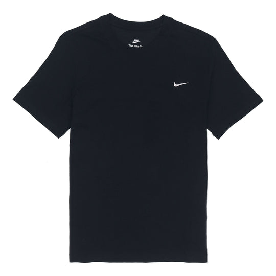 Nike Sportswear Solid Color Embroidered Logo Micro Mark Round Neck Cas ...