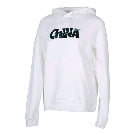 (WMNS) Nike Nsw Chn Po Hoodie Logo Printing White CU1624-100