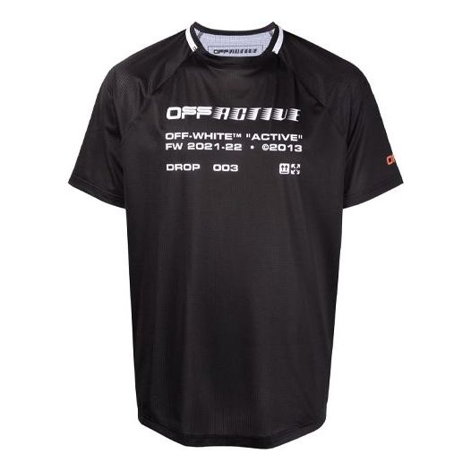 Men's OFF-WHITE FW21 Logo Printing Round Neck Short Sleeve Black T-Shirt OMVA021I21FAB0011001 T-shirts - KICKSCREW