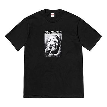 Supreme FW18 Remember Tee Black Puppy Sketch Printing Short Sleeve Unisex SUP-FW18-445