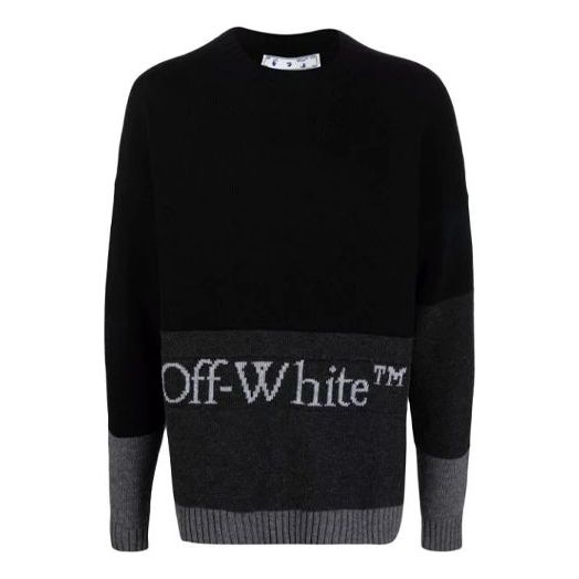 OFF-WHITE FW21 Logo Pattern Pullover Long Sleeves Black OMHE048F21KNI0 ...