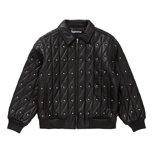 Supreme FW18 Quilted Studded Leather Jacket Black SUP-FW18-798 ...