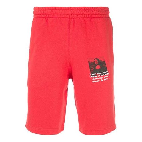 OFF-WHITE Men's Mona Lisa Printed Track Shorts Red OMCI006S190030052010 Shorts - KICKSCREW