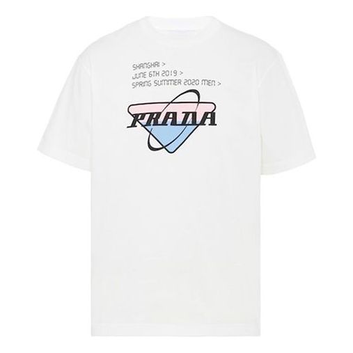 PRADA Printing Plain Weave Knit T-Shirt Unisex White UJN399-1WL2-F0009-S-162