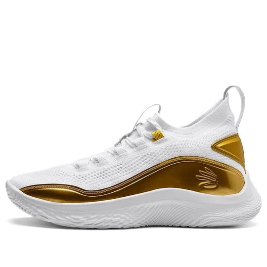 Under Armour Curry White/Gold Men's Basketball Shoes, Size: 8