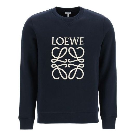 Men's LOEWE Anagram Cotton Round Neck Alphabet Embroidered Sports Classic Navy Blue H526Y24J02-5110