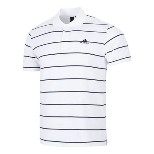 adidas Stripe Small Label Athleisure Casual Sports Short Sleeve Polo Shirt White HE7435