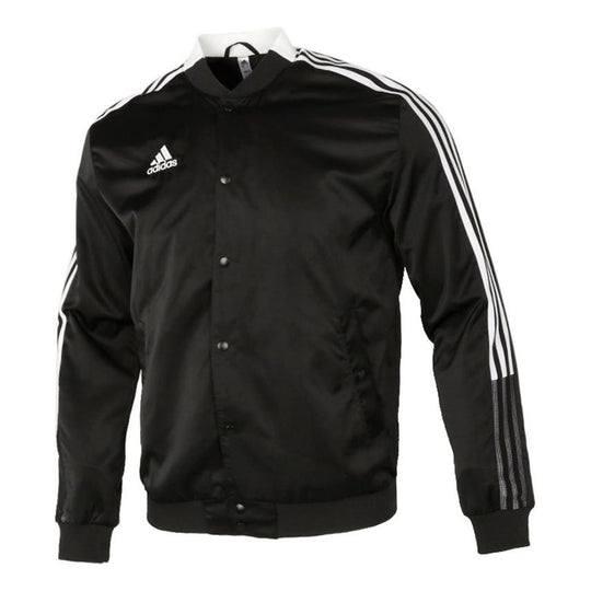 adidas Classic Stripes Logo Windproof Baseball Jacket Men's Black GL6860