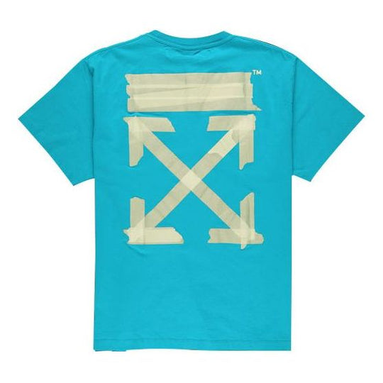 OFF-WHITE Tape Arrows print Printed Men Blue OMAA027R201850023948 T-shirts - KICKSCREW