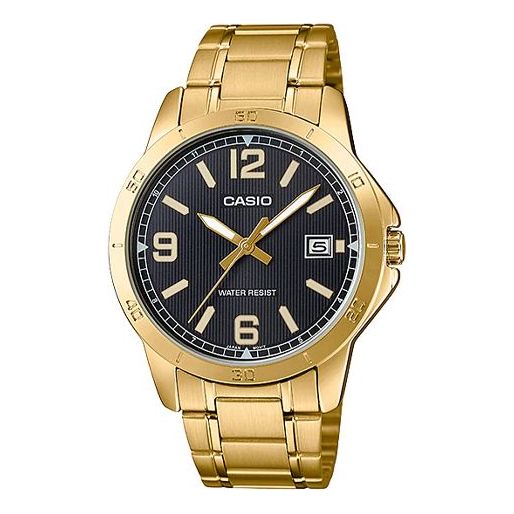 CASIO DRESSSeries Men's Quartz Watches MTP-V004G-1B Golden/ Stainless Steel Strap Black Analog MTP-V004G-1B2021 Watches - KICKSCREW