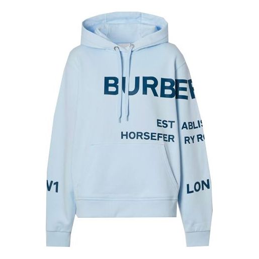 Burberry SS21 Horseferry Printing Pattern Hoodie Light Blue 80407681
