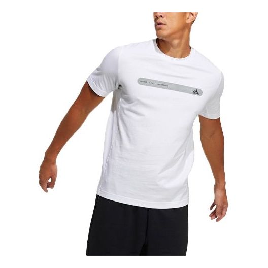 adidas The Tee Ref Bar Logo Printing Round Neck Short Sleeve White GP1004