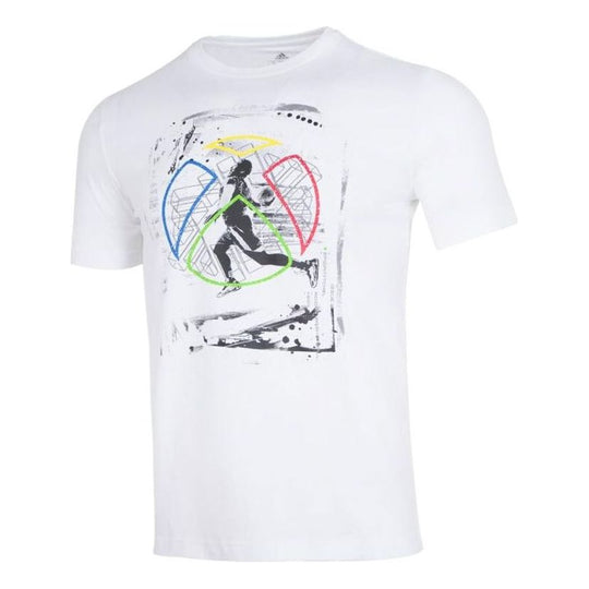adidas Casual Breathable Printing Round Neck Short Sleeve White HE4905