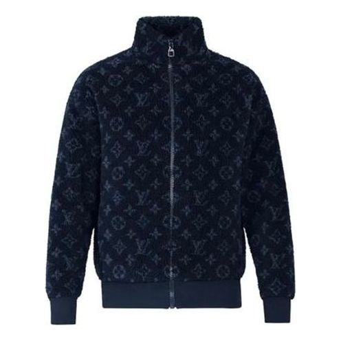 LOUIS VUITTON LV Jacquard Suede Zipper Jacket For Men Blue 1A8ECS - KICKS  CREW