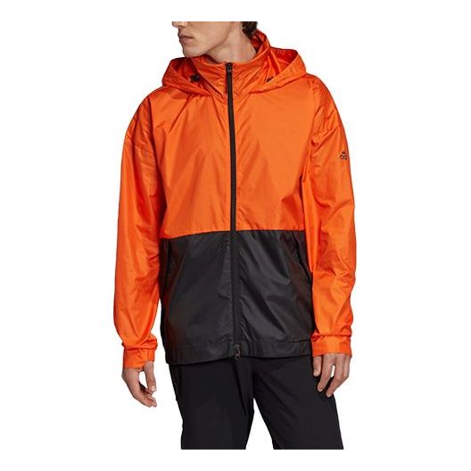 adidas hooded Sports Windproof Jacket Orange Black GE2083
