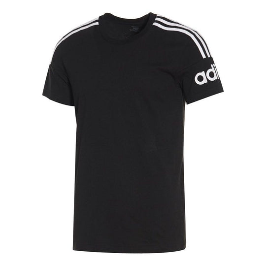 adidas M Crew T Shirt Logo Printing Sports Round Neck Short Sleeve Black EI6206