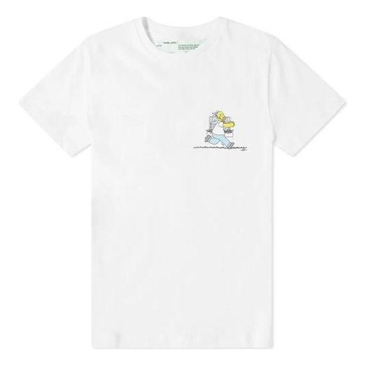 Men's OFF-WHITE The Simpsons Printing Short Sleeve White T-Shirt OMAA036S191850360188 T-shirts - KICKSCREW