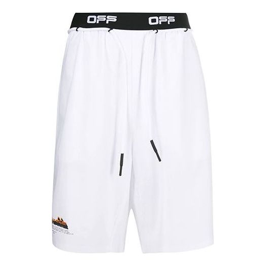 Men's Off-White Logo Waist Arrow Shorts White OMVH007I20FAB0010110