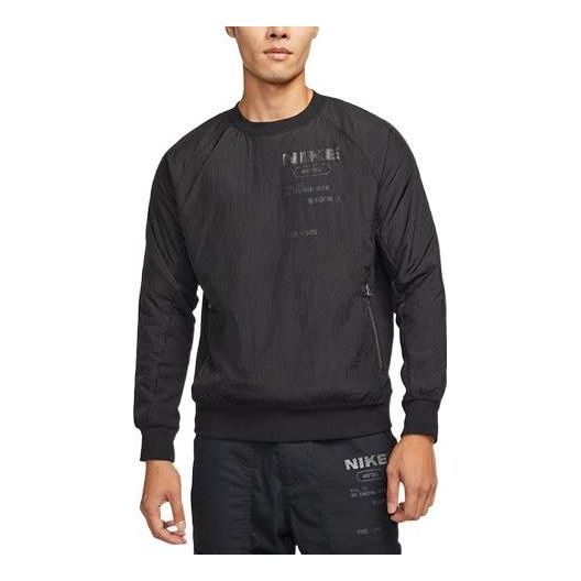 Men's Nike Solid Color French Terry Breathable Round Neck Pullover Long Sleeves Black DD5938-010