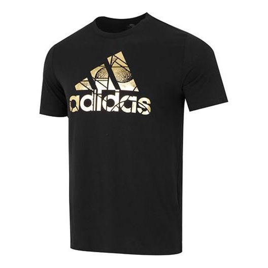 adidas Large Logo Printing Athleisure Casual Sports Round Neck Short Sleeve Black HG2178