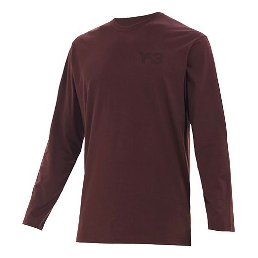 Men's Y-3 Casual Logo Solid Color Long Sleeves Red T-Shirt GK4515