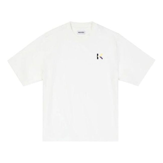 Men's KENZO SS21 Logo Embroidered Short Sleeve White FB55TS0544SB-01B
