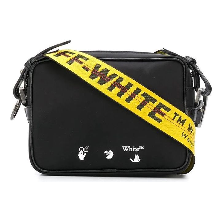 OFF-WHITE Logo Printing Shoulder Bag Men Black/Yellow OMNA049E20FAB001 -  KICKS CREW