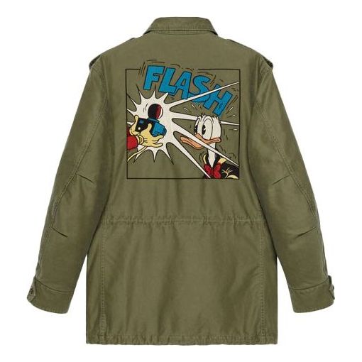 GUCCI x Disney Donald Duck Embroidered Environmentally Friendly Washed Cotton Jacket For Men Green 640355-XDBHZ-3281 Jacket - KICKSCREW